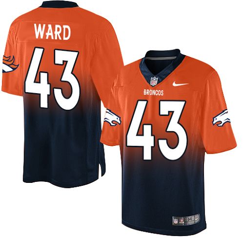 Men's Limited T.J. Ward Nike Jersey Orange/Navy - #43 Fadeaway NFL Denver Broncos